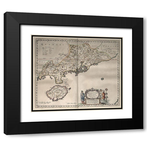 Novus Atlas Sinensis 16 Provinces of China-Korea and Japan Black Modern Wood Framed Art Print with Double Matting by Vintage Maps