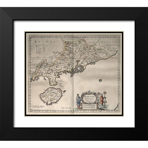Novus Atlas Sinensis 16 Provinces of China-Korea and Japan Black Modern Wood Framed Art Print with Double Matting by Vintage Maps
