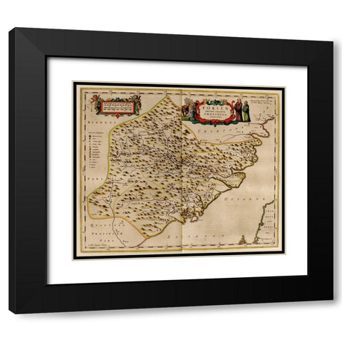 Fukien-China Black Modern Wood Framed Art Print with Double Matting by Vintage Maps