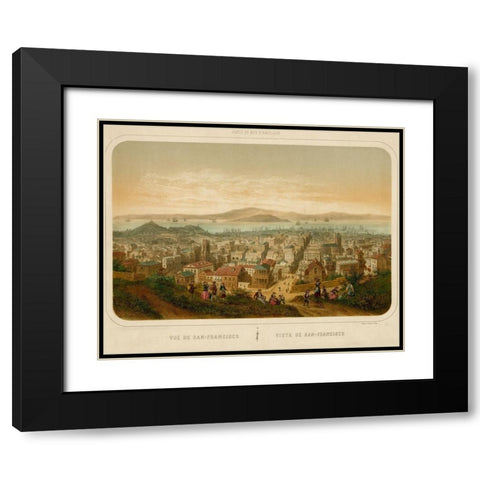 Vue de San Francisco Seaports of America 1860 Black Modern Wood Framed Art Print with Double Matting by Vintage Maps