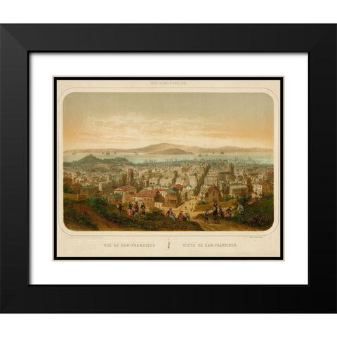 Vue de San Francisco Seaports of America 1860 Black Modern Wood Framed Art Print with Double Matting by Vintage Maps