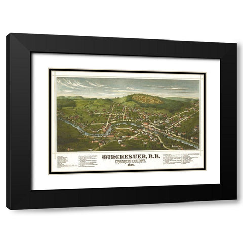 Winchester-New Hampshire Black Modern Wood Framed Art Print with Double Matting by Vintage Maps