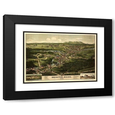 Bridgeton-Maine 1888 Black Modern Wood Framed Art Print with Double Matting by Vintage Maps