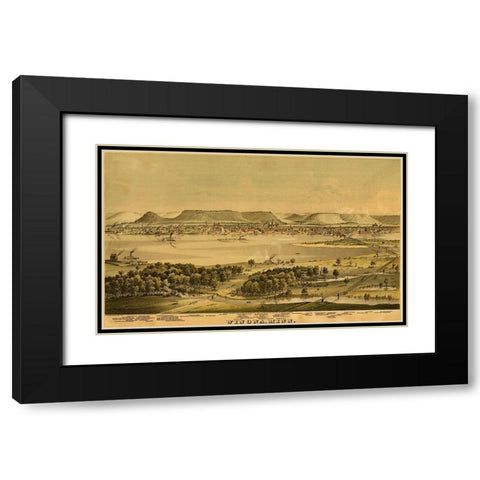 Winona-Minnesota 1874 Black Modern Wood Framed Art Print with Double Matting by Vintage Maps