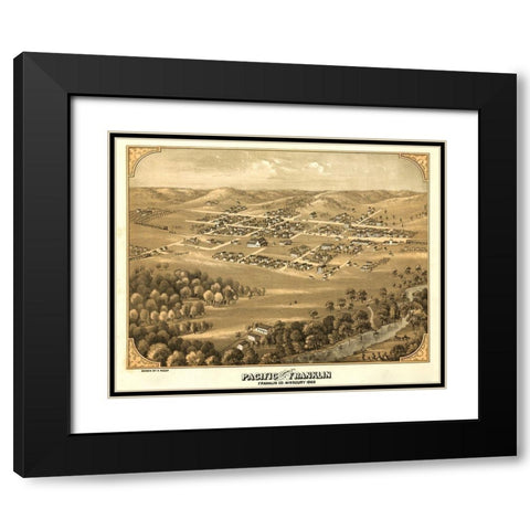 Franklin-Missouri formerly Franklin 1869 Black Modern Wood Framed Art Print with Double Matting by Vintage Maps