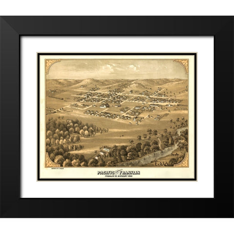 Franklin-Missouri formerly Franklin 1869 Black Modern Wood Framed Art Print with Double Matting by Vintage Maps