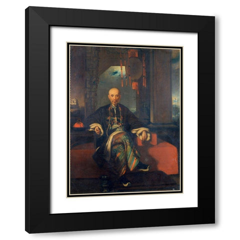 Houqua Black Modern Wood Framed Art Print with Double Matting by Chinnery, George