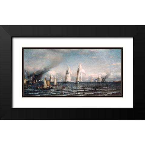 Finishâ€”First International Race for Americas Cup, August 8, 1870 Black Modern Wood Framed Art Print with Double Matting by Colman, Samuel