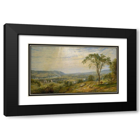 The Valley of Wyoming Black Modern Wood Framed Art Print with Double Matting by Cropsey, Jasper Francis