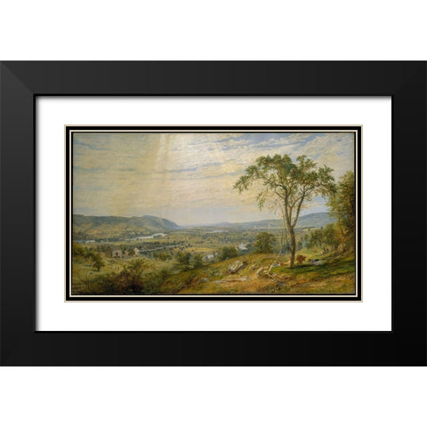 The Valley of Wyoming Black Modern Wood Framed Art Print with Double Matting by Cropsey, Jasper Francis