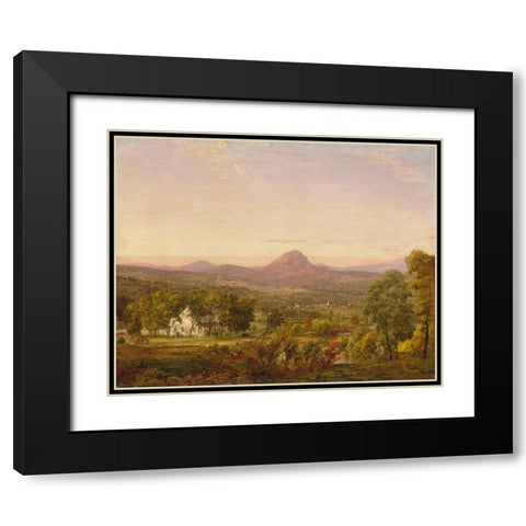 Autumn Landscape, Sugar Loaf Mountain, Orange County, New York Black Modern Wood Framed Art Print with Double Matting by Cropsey, Jasper Francis
