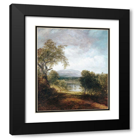 A River Glimpse Black Modern Wood Framed Art Print with Double Matting by Doughty, ThomasÂ 