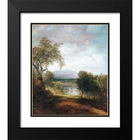 A River Glimpse Black Modern Wood Framed Art Print with Double Matting by Doughty, ThomasÂ 