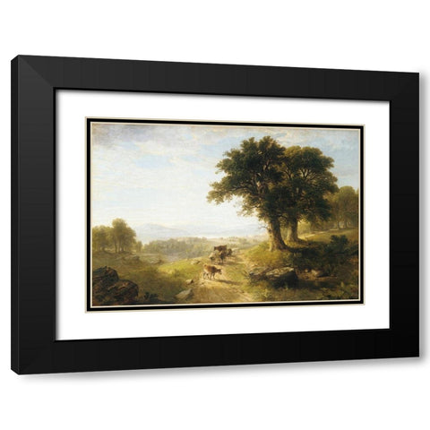 River Scene Black Modern Wood Framed Art Print with Double Matting by Durand, Asher Brown