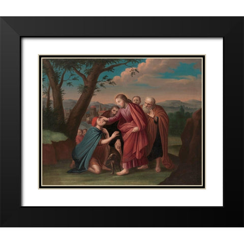 Christ Healing the Blindman Black Modern Wood Framed Art Print with Double Matting by Duyckinck, Gerardus