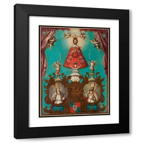 The Virgin of El Camino with St. FermÃ­n and St. Saturnino Black Modern Wood Framed Art Print with Double Matting by EnrÃ­quez, Nicolas
