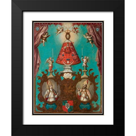 The Virgin of El Camino with St. FermÃ­n and St. Saturnino Black Modern Wood Framed Art Print with Double Matting by EnrÃ­quez, Nicolas