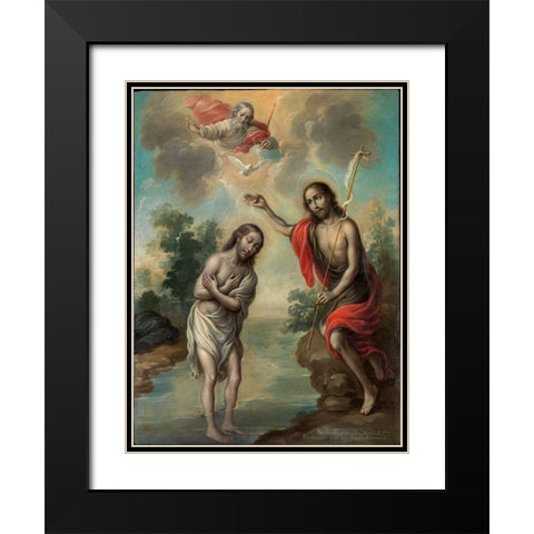 The Baptism of Christ Black Modern Wood Framed Art Print with Double Matting by EnrÃ­quez, Nicolas