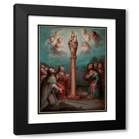 The Apparition of the Virgin of El Pilar to St. James Black Modern Wood Framed Art Print with Double Matting by EnrÃ­quez, Nicolas