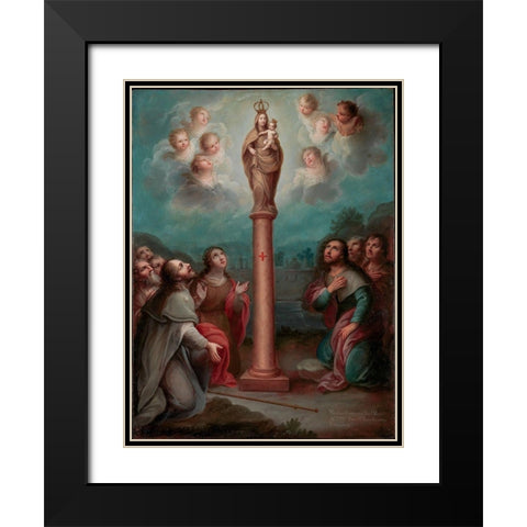 The Apparition of the Virgin of El Pilar to St. James Black Modern Wood Framed Art Print with Double Matting by EnrÃ­quez, Nicolas