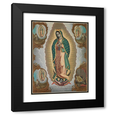 The Virgin of Guadalupe with the Four Apparitions Black Modern Wood Framed Art Print with Double Matting by EnrÃ­quez, Nicolas