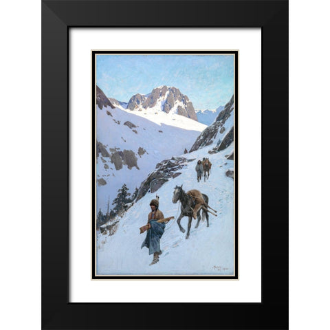 A Successful Hunt Black Modern Wood Framed Art Print with Double Matting by Farny, Henry Francois