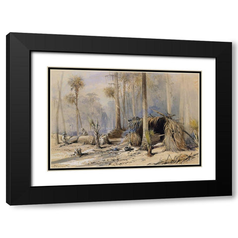 The Cypress-Shingle Yard, Ocklawaha River, Florida Black Modern Wood Framed Art Print with Double Matting by Fenn, Harry