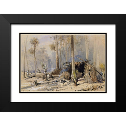 The Cypress-Shingle Yard, Ocklawaha River, Florida Black Modern Wood Framed Art Print with Double Matting by Fenn, Harry