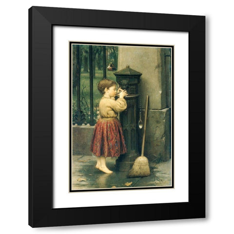 The Crossing Sweeper Black Modern Wood Framed Art Print with Double Matting by Guy, Seymour Joseph