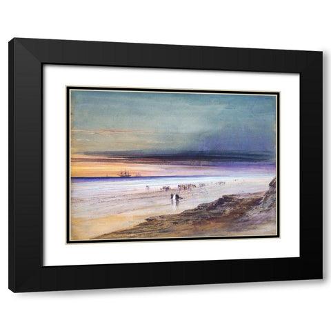 Beach Scene Black Modern Wood Framed Art Print with Double Matting by Hamilton, James