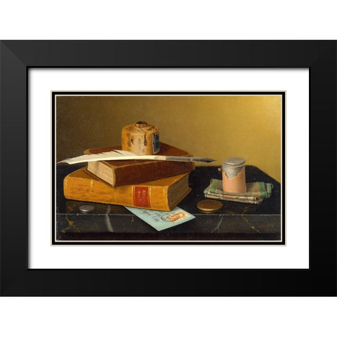 The Bankers Table Black Modern Wood Framed Art Print with Double Matting by Harnett, William Michael