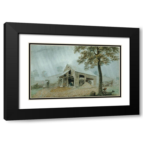 Rainstormâ€”Cider Mill at Redding, Connecticut Black Modern Wood Framed Art Print with Double Matting by Harvey, George