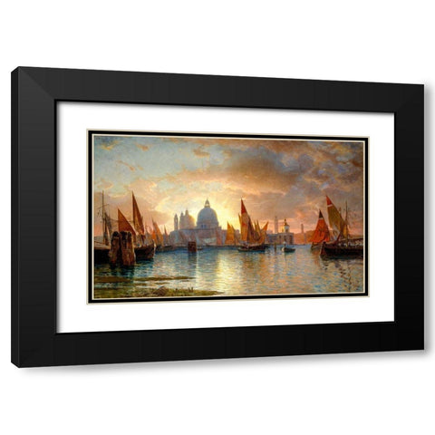 Santa Maria della Salute, Sunset Black Modern Wood Framed Art Print with Double Matting by Haseltine, William Stanley