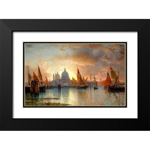 Santa Maria della Salute, Sunset Black Modern Wood Framed Art Print with Double Matting by Haseltine, William Stanley