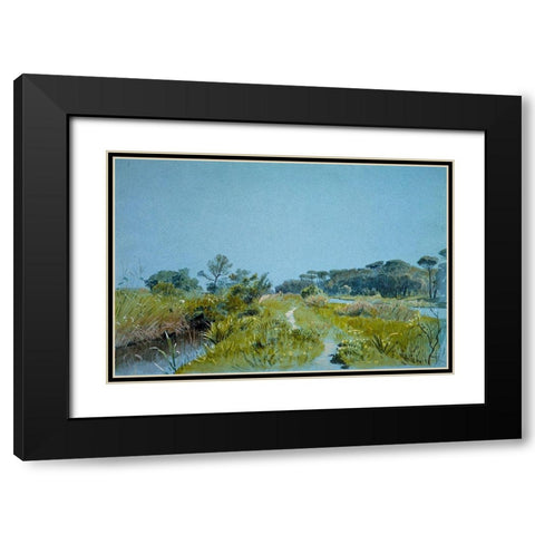 Castel Fusanoâ€”Near Rome Black Modern Wood Framed Art Print with Double Matting by Haseltine, William Stanley