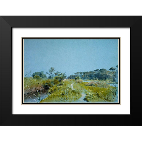 Castel Fusanoâ€”Near Rome Black Modern Wood Framed Art Print with Double Matting by Haseltine, William Stanley