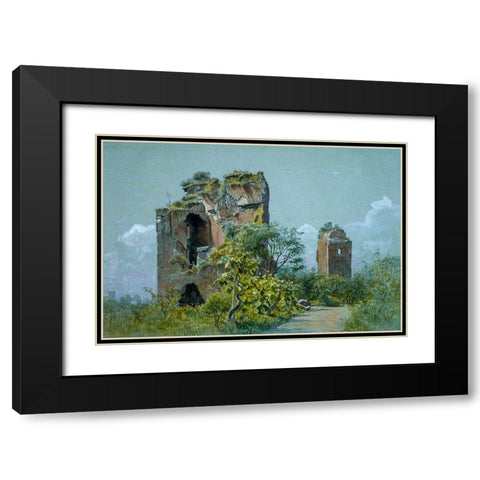Baths of Trajan (Sette Sale, Villa Brancaccio, Rome) Black Modern Wood Framed Art Print with Double Matting by Haseltine, William Stanley