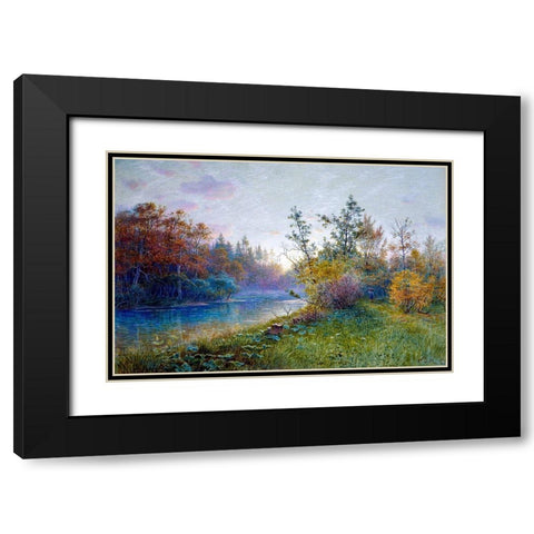 Mill Dam in Traunstein Black Modern Wood Framed Art Print with Double Matting by Haseltine, William Stanley