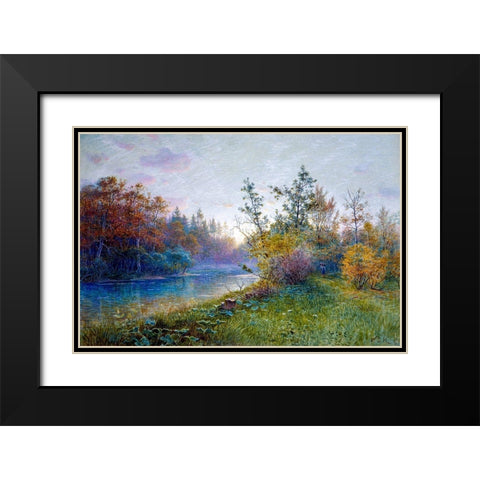 Mill Dam in Traunstein Black Modern Wood Framed Art Print with Double Matting by Haseltine, William Stanley