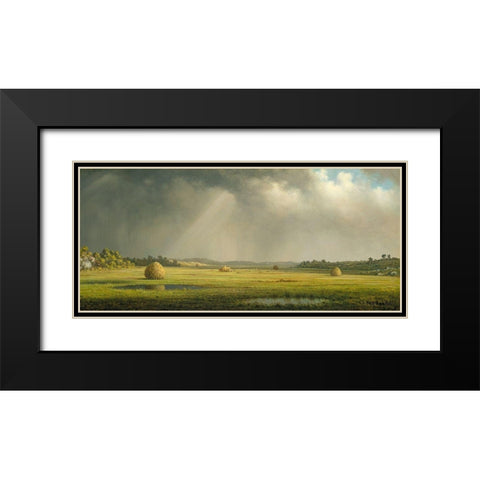 Newburyport Meadows Black Modern Wood Framed Art Print with Double Matting by Heade, Martin Johnson