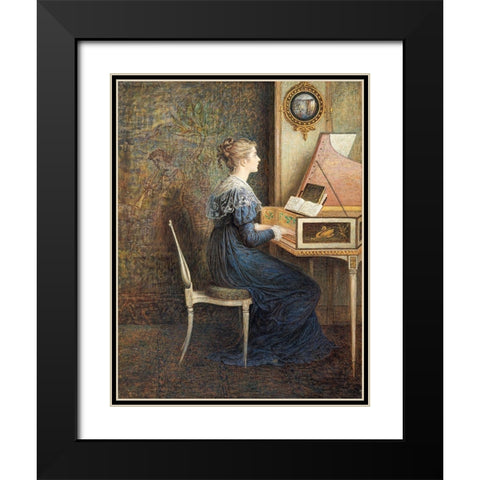 An Old Song Black Modern Wood Framed Art Print with Double Matting by Hennessy, William John