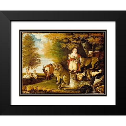 Peaceable Kingdom Black Modern Wood Framed Art Print with Double Matting by Hicks, Edward