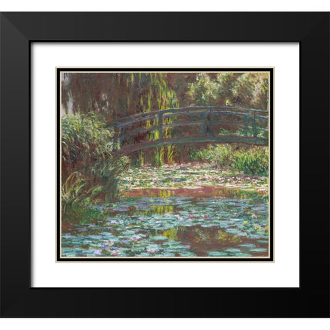 Water Lily Pond Black Modern Wood Framed Art Print with Double Matting by Monet, Claude