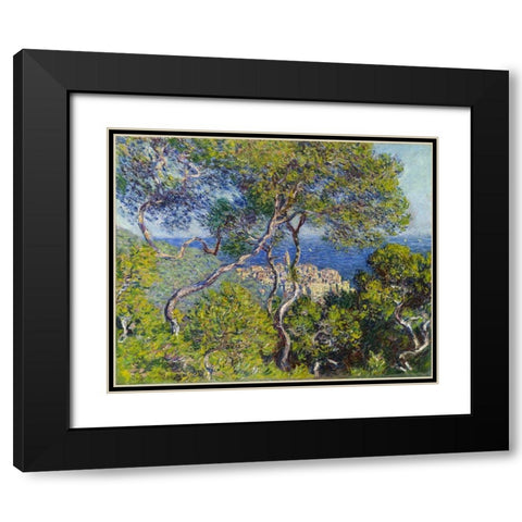 Bordighera Black Modern Wood Framed Art Print with Double Matting by Monet, Claude
