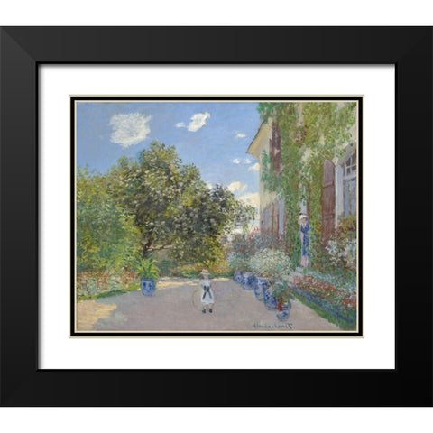 The Artistâ€™s House at Argenteuil Black Modern Wood Framed Art Print with Double Matting by Monet, Claude
