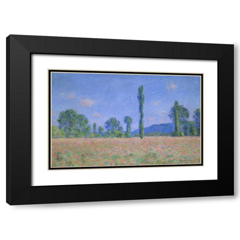 Poppy Field (Giverny) Black Modern Wood Framed Art Print with Double Matting by Monet, Claude