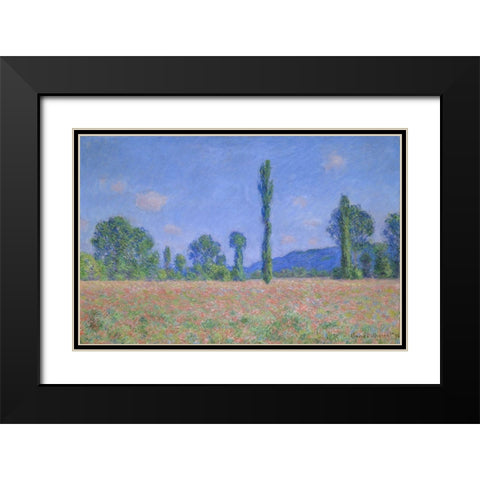 Poppy Field (Giverny) Black Modern Wood Framed Art Print with Double Matting by Monet, Claude