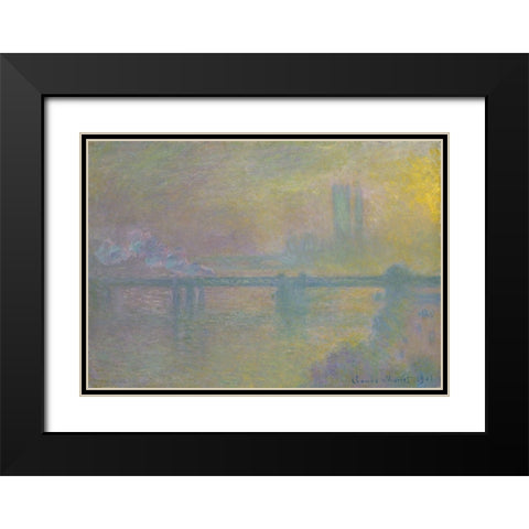 Charing Cross Bridge, London Black Modern Wood Framed Art Print with Double Matting by Monet, Claude