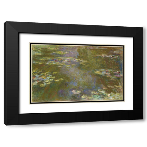 Water Lily Pond Black Modern Wood Framed Art Print with Double Matting by Monet, Claude