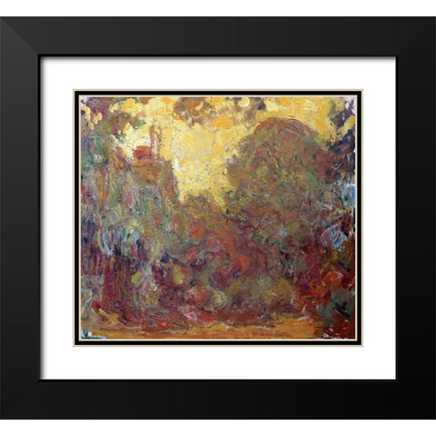 La Maison de Giverny Black Modern Wood Framed Art Print with Double Matting by Monet, Claude